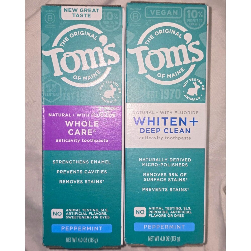 Tom's of Maine Whole Care Fluoride Toothpaste Peppermint 4 oz